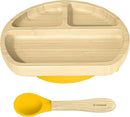 Abiie Octopod Bamboo Dish - Kids Plates for 4 months and up, 3-Compartment Baby Plates with Suction, Triangle Bamboo Baby Plate, Mess-Free Toddler Suction Plates, Baby Feeding Supplies, 8.3x1.9x7.7 in by TinyTreasures Baby Boutique