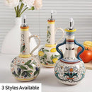 Ceramic Olive Oil Dispenser Bottle 23oz with Handles, Hand Painted Multi-Use Oil Cruet & Flower Vase, Decorative Stoneware Kitchen Cruet with Stainless Steel Spout for Oils, Sauces, Vinegar (A) by CozyNest Decor