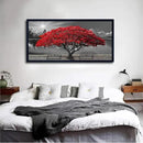 Black and White Red Tree Wall Art Canvas Print Picture Large Red Tree Landscape Modern Artwork for Living Room Bedroom Office Home Wall Decor With Frame 29X58inch Black Framed by CozyNest Decor