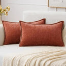 MIULEE Pack of 2 Fall Couch Throw Pillow Covers 12x20 Inch Burnt Orange Farmhouse Decorative Pillow Covers with Stitched Edge Soft Chenille Solid Dyed Pillow Covers for Sofa Bed Living Room by CozyNest Decor
