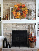 Fall Wreaths for Front Door 16'' Autumn Velvet Pumpkin Wreath with Metal Hook Harvest Maple Wreath Fall Decoration for Home Halloween Thanksgiving Decoration, Briful by CozyNest Decor
