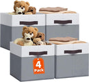 Criusia Fabric Storage Cubes - 13 Inch Large Storage Bins 4 Pack - Clothes Organizer Bins for Closet, Shelves, Cube Organizer/Cubby Collapsible Storage Baskets for Organizing Toys Blanket by TinyTreasures Baby Boutique