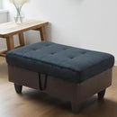 Ottoman Rectangular Storage Ottoman Bench, Flannel Footrest Stool Footstool with Lid for Living Room, Bedroom, Entryway, Dark Blue&Brown, 35"x23.5"x17.5" by CozyNest Decor
