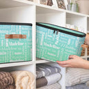 Custom Storage Basket with Name, Personalized Storage Bins with Zipper Lid, Foldable Fabric Storage Box Large capacity with Handle Bright Green Blue by TinyTreasures Baby Boutique