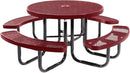 Heavy-Duty Portable Outdoor Picnic Table with Umbrella Hole, Expanded Metal Commercial-Grade Patio Dining Furniture Made in America (46" Round Top, Burgundy) by GreenHaven Gardens