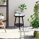 Small Round Side Table, 2-Tier Mid Century Modern Side Table, Round End Table Small Side Table for Living Room, Metal Frames, Black by CozyNest Decor