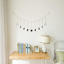 Mkono Moon Phase Wall Hanging Boho Aesthetic Room Decor Metal Moons Garland Hanging Art Bohemian Home Decoration for Girls Room Nursery Bedroom Livingroom Dorm, Ideal, Black, 50"