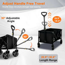 Collapsible Wagon Cart with Wheels Foldable, Folding Wagons Carts with Silent Universal Wheels, Large Grocery Cart On Wheels, Heavy Duty Utility for Shopping Beach Sports Fishing Camping, Black by GreenHaven Gardens