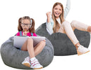 2 Pcs Classic Bean Bag Chair, with Faux Rabbit Fur Cover for Teens and Kids, Memory Foam Bean Bag Chairs, Ultra Soft Faux Fur Fabric, 2.5 feet Round Fluffy Bean Bag Sofa by TinyTreasures Baby Boutique