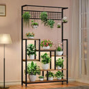 Tall Plant Stand Indoor with Grow Lights, 6 Tiered Metal Plant Stand for Indoor Plants Multiple, Large Plant Shelf Display Rack, Square Flower Plant Holder for Living Room, Patio (Black)