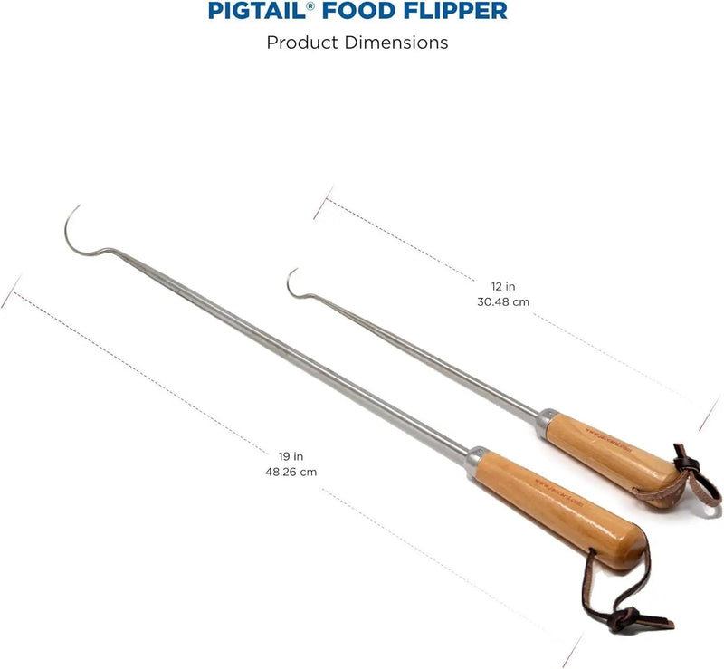 Jaccard Original Combo Pack with Wooden Gift Box, 12"/19", PigTail Food Flipper, Stainless Steel, photo 2 of 6