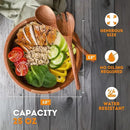 Luxe Designs 12" Wooden Salad Bowl Set with Serving Utensils Eco-Friendly, Multipurpose Mixing & Serving Bowl for Salads, Pasta, Fruits & More – Durable & Stylish Kitchen Essential by CozyNest Decor