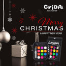 Grida Face Painting Kit for Kids - Grida Professional Party Kit Night Pack with 12 Skin-Safe, Vegan, Cruelty-Free, 2 Art Brushes, 1 Palette - Easy-Remove Face Paint & Glow in Dark Effect by TinyTreasures Baby Boutique
