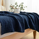 EMME Cotton Muslin Blanket King Size - Soft, Breathable Layering Blanket, 108"x90", All Season Gauze, Navy by CozyNest Decor