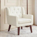 Accent Chair Button-Tufted Upholstered Living Room Chairs Comfy Reading Chair Mid Century Modern Chair with Linen Fabric Lounge Arm Chairs for Living Room Bedroom (Beige Set of 2) by CozyNest Decor