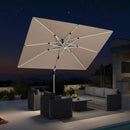 PURPLE LEAF 10' X 10' Solar Powered LED Patio Large Umbrella Offset Double Top Hanging Umbrella Outdoor Market Umbrella for Garden, Deep Beige by GreenHaven Gardens