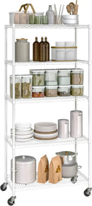 Seville Classics UltraDurable Heavy Duty NSF Solid Steel Wire Rack Storage Unit, Organizer for Garage, Warehouse, Office, Restaurant, Classroom, Kitchen, White, 5-Tier Shelving, 36" W x 14" D by CozyNest Decor
