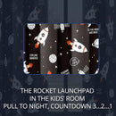 Kids Space Rocket Blackout Curtains - 100% Blackout, Thermal Insulated, Noise Reducing, Perfect for Kids Room and Nursery, 2 Panels (Blast-Off Moon Mission, W52×L84) by TinyTreasures Baby Boutique