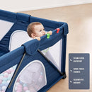 Baby Playpen Foldable, Playard for Babies and Toddlers, Portable Playpen Activity Center with 50 Balls+2 Handles for Travel, Indoor & Outdoor Play Pen with Mesh 50''x50'' by TinyTreasures Baby Boutique