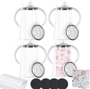 12 Oz Sublimation Sippy Cup 4 Pack, Kids Sublimation Sippy Tumblers, Stainless Steel Sublimation Todder Water Bottle by TinyTreasures Baby Boutique