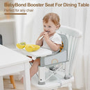 Baby Travel Booster Seat with Double Tray, BabyBond Upgraded Toddler Portable Baby Chair, Booster Seat for Dining Table, Stable and Foldable Booster Baby Chair for Indoor/Outdoor (Grey Lion) by TinyTreasures Baby Boutique