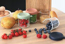 BEABA 4 Pack Glass Baby Food Jars with Soft Silicone Air Tight Lids, 8 oz Glass Storage Containers with Lids, Microwave and Freezer Safe Containers, Sunrise by TinyTreasures Baby Boutique