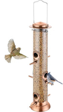 Metal Tube Bird Feeders for Outdoors Hanging,Finch Feeders for Outside,All Metal Brushed Copper Finishing,14 Inch 6 Port (Seed is not Included) by CozyNest Decor