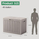 45 Outdoor Storage Box, Waterproof Resin Deck Box with Side Handles, Lockable Outdoor Bench for Indoor & Outdoor Use, Storage Bin for Patio Cushions, Garden Tools, Package Delivery, Grey by CozyNest Decor