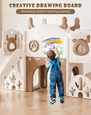 XJD 13 in 1 Toddler Slide Set, Kids Slide for Toddlers Age 1+, New Upgrade with Golf Set, Basketball Hoop, Drawing Board for Indoor Outdoor Playset,Toddler Playground (Brown) by TinyTreasures Baby Boutique