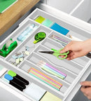ROYAL CRAFT WOOD Luxury Bamboo Kitchen Drawer Organizer - Silverware Organizer - Utensil Holder and Cutlery Tray with Grooved Drawer Dividers for Flatware and Kitchen Utensils (9 Slot, White) by CozyNest Decor