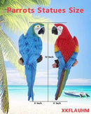2Pcs Large Resin Parrot Decor Statues Lifelike Hawaiian Tropical Birds Decor, 12.5" Fake Parrot for Tiki Decoration Outdoor Garden Tree Wall Pool Macaw Statues Bird Lover Ornament Gifts(Blue and Red) by GreenHaven Gardens
