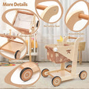 Asweets 2 in 1 Wooden Baby Walker Push and Pull Doll Stroller, Shopping Cart Learning Walker for Boys and Girls, Sit Stand Learning Toddler Toy (Brown) by TinyTreasures Baby Boutique