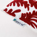 HWY 50 Burgundy Red Decorative Throw Pillow Covers 18x18 Inch (1 Piece), Embroidered Cotton Farmhouse Cushion Cover Pillow Case for Sofa Couch Living Room Bed Bedroon, Floral Branches by CozyNest Decor