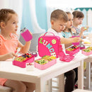 Bento Lunch Box Set for Kids with 10oz Thermo Food Jar, Leak-Proof Lunch Containers with 6 Compartment, Nylon Preppy Lunch Bag with Adjustable Strap for Girls School Travel Picnic by TinyTreasures Baby Boutique
