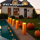 Homemory 4"x12" Halloween Orange Flameless Candles, Fall Candles, Outdoor Waterproof Flameless Candles with Remote and Timers, Battery Operated LED Pillar Candles, Won't Melt Plastic, Set of 2 by CozyNest Decor
