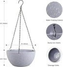 8 inch Small Hanging Planters for Indoor Outdoor Plants, 2 Pack Hanging Flower Pots with Drainage Holes and Chain for Garden Porch, Plastic Hanging Baskets for House Plants, Speckled Grey by CozyNest Decor