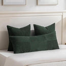 Fancy Homi Set of 2 Dark Green Boho Long Lumbar Body Decorative Throw Pillow Cover 14x36 Inch for Bed Couch Bedroom Bench, Soft Patchwork Corduroy Textured Pillow Case, Rustic Farmhouse Room Decor by CozyNest Decor