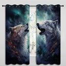 Forest Wildlife Blackout Curtains for Boys Girl Bedroom Decor,Blue Fantasy Starry Sky Howling Wolf Thermal Insulated Grommet Drapes Darkening Window Curtain for Living Room Home 55x63 inch by TinyTreasures Baby Boutique