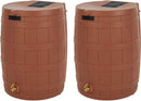 Good Ideas Rain Wizard 50 Gallon Plastic Outdoor Home Rain Barrel Water Storage Collector with Brass Spigot and Flat Back Design, Terra Cotta (2 Pack) by GreenHaven Gardens