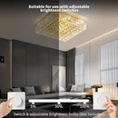 12-Lights Gold Crystal Flush Mount Ceiling Light Fixtures,Elegant Crystal Chandelier Pendant Ceiling Lamp for Bedroom,Living Room,Dining Room,Hallway H5.9 x W20 x L20 (Bulb Not Included) Square by CozyNest Decor