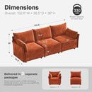 102.6" Modular Sectional Sofa, Oversized 3-Seater Terracotta Orange Couch with Removable Chenille Fabric Cover, Deep Seat & High Backrest for Living Room, Office & Apartment by CozyNest Decor