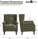Accent Chair, Upholstered Armchair with Button Tufted High Back & Solid Wood Legs, Comfy Wingback Reading Single Sofa Chair for Small Spaces, Living Room, Bedroom (Green, Set of 2) by CozyNest Decor