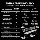 Coated Outdoor Furniture Heavy-Duty Portable Outdoor Bench Thermoplastic Coated, Expanded Metal, Commercial-Grade Seating, Made in America (Portable with Back, 6 Ft, Black) by GreenHaven Gardens