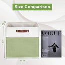 13x13 Cube Storage Bins, Collapsible Fabric Storage Box, 4 Pack Closet Baskets with Handles for Organizing, Shelf, Toys, Clothes, Home, Office, Nursery (Green&White) by CozyNest Decor