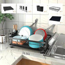 Godboat Dish Drying Rack, Dish Rack with Auto-Drain & Mat, Dish Drainers for Kitchen Counter, Glass Organizer for 4 Cups, 3 Slots Utensil Holder, Gifts for Women Mothers Day, Kitchen Gadgets & Decor by CozyNest Decor