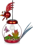 Alpine Corporation LYT286SLR-HH Solar-Powered Metal Rooster w/Garden Enclosed LED Light Decor, Solar Patio Decor, 16''H, Red by GreenHaven Gardens