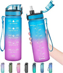 Enerbone Water Bottle, Leakproof BPA & Toxic Free, Motivational Water Bottle with Times to Drink and Straw, Fitness Sports Water Bottle with Strap for Office, Gym, Outdoor Sports by CozyNest Decor