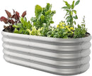 4x2ft Oval Galvanized Raised Garden Bed Kits 16" Tall Outdoor Large Metal Modular Planter Box 9-in-1 Raised Beds for Gardening,Vegetables,Fruits,Flowers & Herbs (Silver) by GreenHaven Gardens
