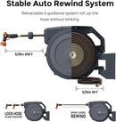 Giraffe Tools AW405/8MB Retractable Garden Hose Reel 5/8" x 90 ft PRO Metal Bracket, Heavy Duty, Any Length Lock Hose Reel, 90ft, Dark Grey by GreenHaven Gardens