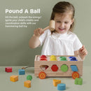 Shape Sorter - Wooden Pound A Ball and Montessori Number Puzzle Set for Babies - Educational Sorting Game with Storage Car for Toddlers by TinyTreasures Baby Boutique